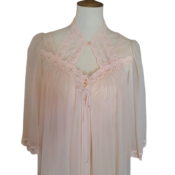 Vintage - 1950's Peach Nylon Peignoir Set - Picture 7 of 9